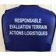 Gilet de signalisation bleu "Responsable Evaluations terrain action logistiques"