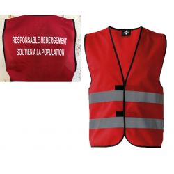 Gilet de signalisation rouge "Responsable Hébergement Soutien Population"